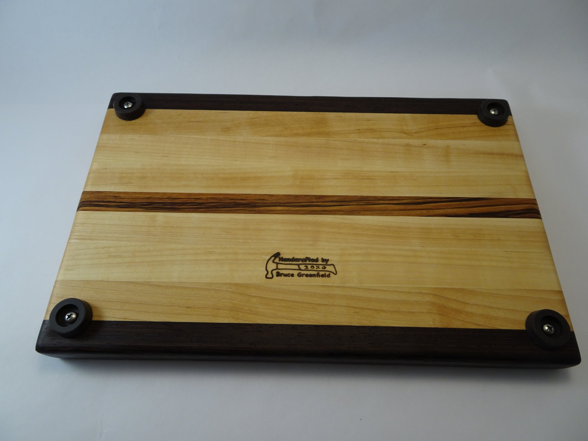 木製ボード Medium Wenge/Maple/Zebrawood cutting board – Handcrafted by Bruce